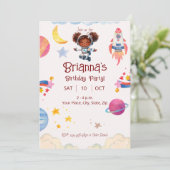 Invitation Astronaute Thème Spatial Fille Afro-Américaine (Debout devant)