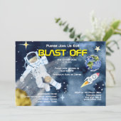 Invitation Astronaute vaisseau spatial OVNI planètes enfants (Debout devant)