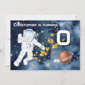 Invitation Astronaute vaisseau spatial OVNI planètes enfants (Dos)