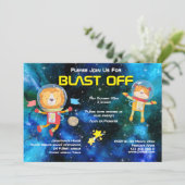 Invitation Astronautes animaliers de l'espace vaisseau spatia (Debout devant)