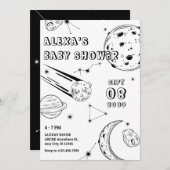 Invitation Astuce bébé lune noire et blanche (Devant / Derrière)