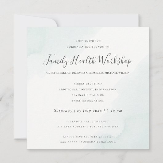 INVITATION ATELIER DE COULEUR A L'AQUARELLE BLEU PLAGE EVENEM (Devant)