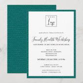 INVITATION ATELIER D'ÉVÉNEMENT FUN BLEU VERT LOGO (Devant / Derrière)