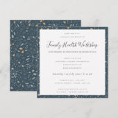 INVITATION ATELIER EUCALYPTUS ROSE ROUGE KRAFT NAVY EVENEMENT (Devant / Derrière)