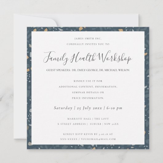 INVITATION ATELIER EUCALYPTUS ROSE ROUGE KRAFT NAVY EVENEMENT (Devant)