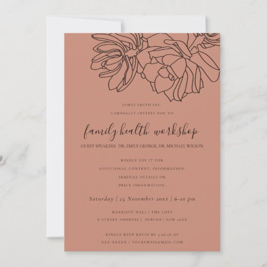 INVITATION ATELIER SUCCULENT DE RUST ORANGE DESERT CACTI (Devant)