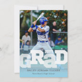 Invitation Athlète GRAD Sporty Light Blue Photo Graduation (Devant)