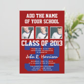 Invitation Athlètes rouges et bleus Crimson Diplôme photo (Debout devant)