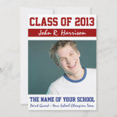 Invitation Athlètes rouges et bleus Crimson Diplôme photo (Dos)