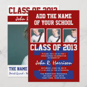 Invitation Athlètes rouges et bleus Crimson Diplôme photo (Devant / Derrière)