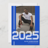 Invitation Athlétisme Photo Graduation Party Blue (Devant)