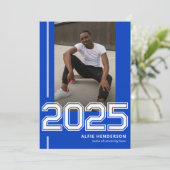 Invitation Athlétisme Photo Graduation Party Blue (Debout devant)