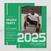 Invitation Athlétisme Photo Graduation Party Green (Devant / Derrière)
