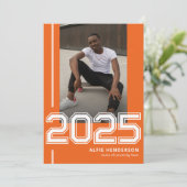 Invitation Athlétisme Photo Graduation Party Orange (Debout devant)