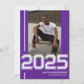 Invitation Athlétisme Photo Graduation Party Purple (Devant)