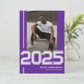 Invitation Athlétisme Photo Graduation Party Purple (Debout devant)