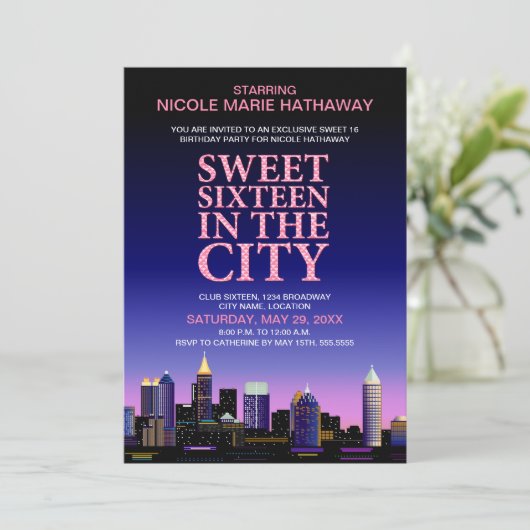 Invitation Atlanta Skyline Sweet sixteen (Debout devant)