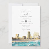 Invitation ATLANTIC CITY Watercolor Mariage Skyline (Devant)