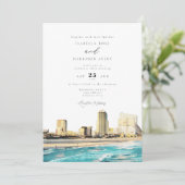 Invitation ATLANTIC CITY Watercolor Mariage Skyline (Debout devant)