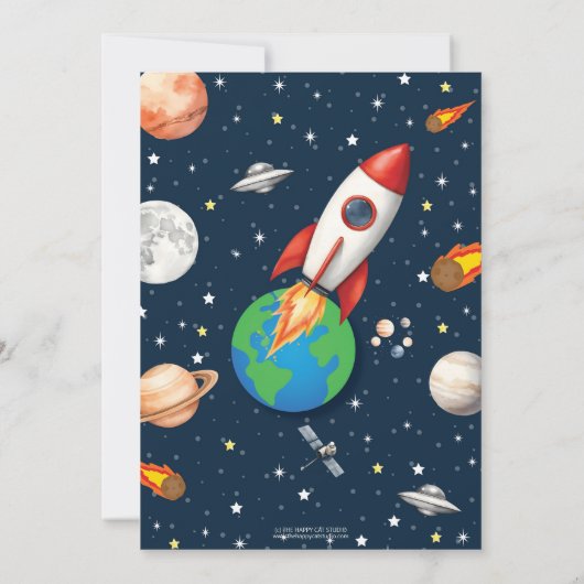 Invitation Atmosphère spatiale Planètes de fusée Astronaute A (Dos)