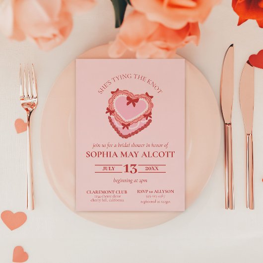 Invitation Attacher la Fête des mariées de gâteau Knot Coquet