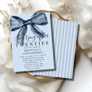 Invitation Attacher mes 20 ans Ruban bleu coquette 30e annive