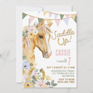 Invitation Attachez votre ceinture, Anniversaire de Cowgirl,