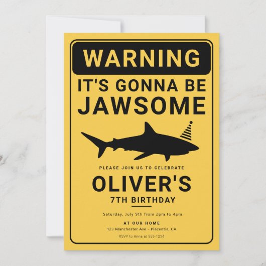 Invitation Attaque de requin anniversaire Pool Party Invitati (Devant)