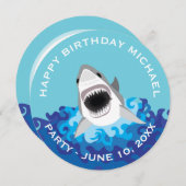 Invitation Attaque de requin : fête d'anniversaire sur la pla (Devant / Derrière)
