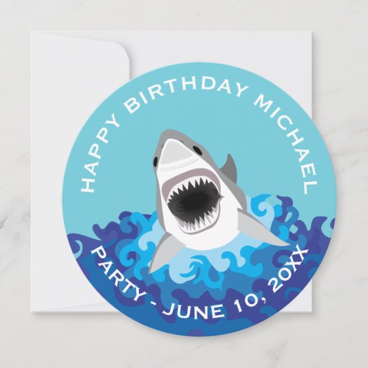 Invitation Attaque de requin : fête d'anniversaire sur la pla (Devant)