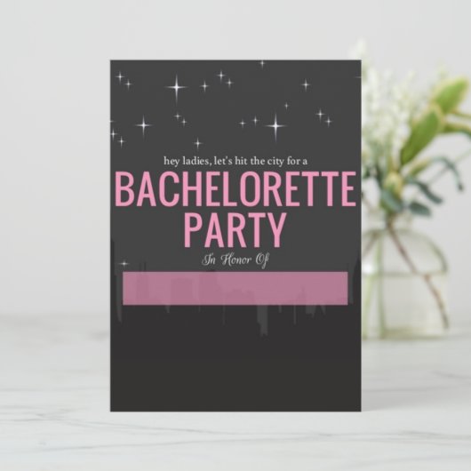 Invitation Atteindre City Skyline Bachelorette Party (Debout devant)