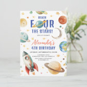 Invitation Atteindre Quatre The Stars Boy Galaxy 4e fête d'an (Debout devant)