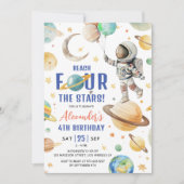 Invitation Atteindre Quatre The Stars Boy Space 4e fête d'ann (Devant)