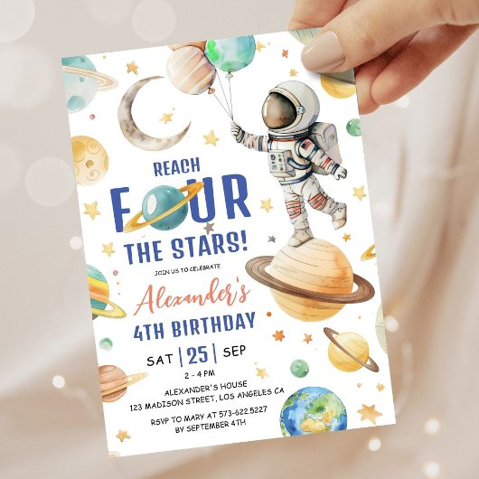 Invitation Atteindre Quatre The Stars Boy Space 4e fête d'ann