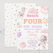 Invitation Atteindre Quatre The Stars Girl Space 4e anniversa (Devant / Derrière)