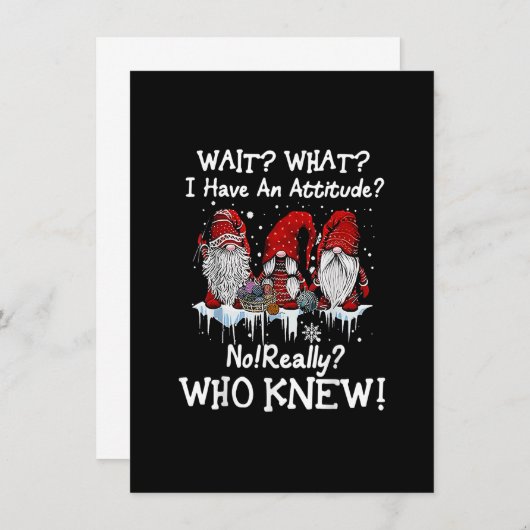 Invitation Attendez Ce Que J'Ai Attitude Gnome Neige Noël (Devant / Derrière)