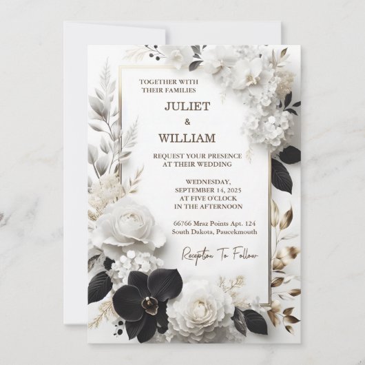 Invitation Attendre Forme Simple Classique Élégant Mariage Bl (Devant)