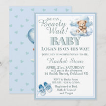 Attendre Teddy Bear Sur Un Baby shower Nuageux