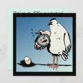 Invitation attendue au Baby shower de poulet (Devant / Derrière)