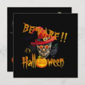 Invitation Attention, c'est Halloween Déplaisant & Effrayant  (Devant / Derrière)