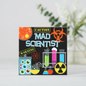 Invitation Attention Mad Scientist Anniversaire Fête Invitati (Debout devant)
