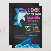 Invitation Attention Pour Les Requins .Invitation À Une Fête  (Devant / Derrière)