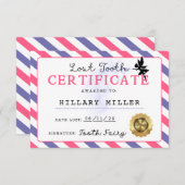 Invitation Attestation de dents perdues pour les fées de dent (Devant / Derrière)