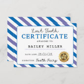 Invitation Attestation de dents perdues pour les fées de dent (Devant / Derrière)