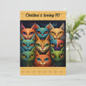 Invitation Attitude colorée Chat Anniversaire (Debout devant)
