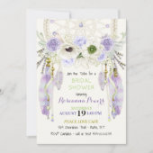 Invitation Attrape-rêve Boho Plumes Lavande Vert (Devant)