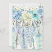 Invitation Attrape-rêve Boho Plumes Turquoise Bleu (Dos)