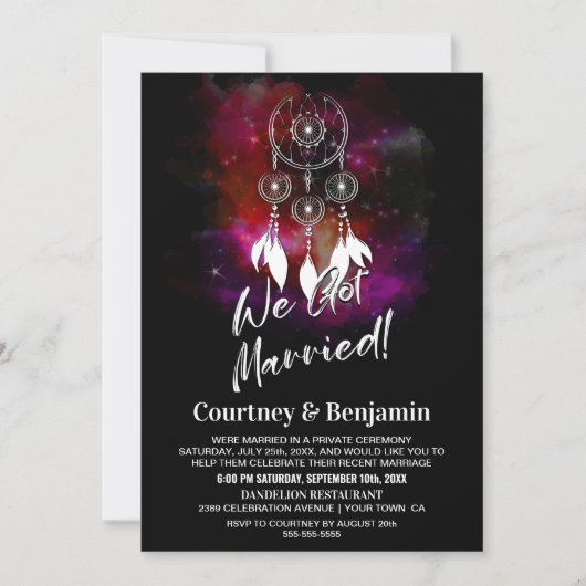 Invitation Attrape-rêve de Nuit Étoilée Réception de Mariage  (Devant)