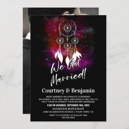Invitation Attrape-rêve de Nuit Étoilée Réception de Mariage  (Devant / Derrière)