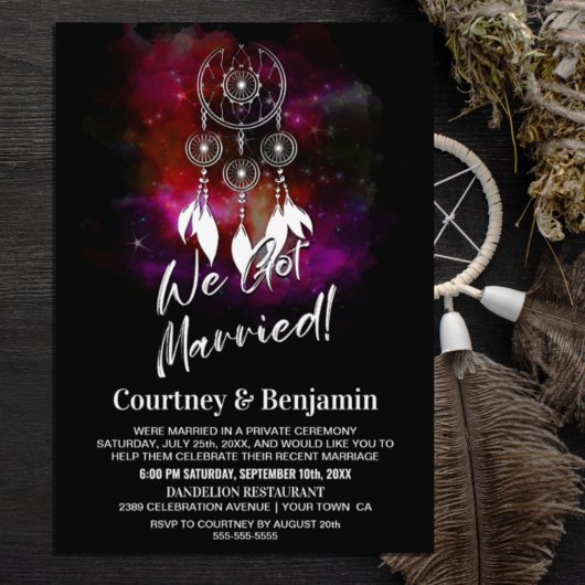 Invitation Attrape-rêve de Nuit Étoilée Réception de Mariage 